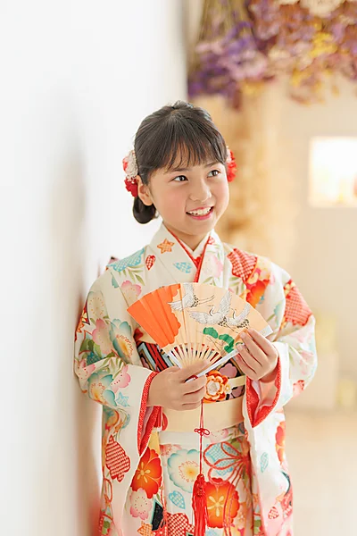 七五三 7歳女の子 着物と鞠